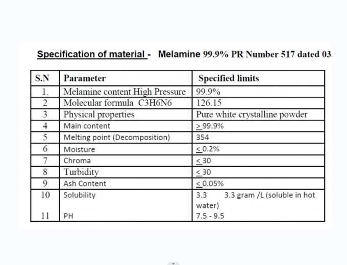 식기류를 위한 MSDS 하얀 99.8% 멜라민 수지 분말 0